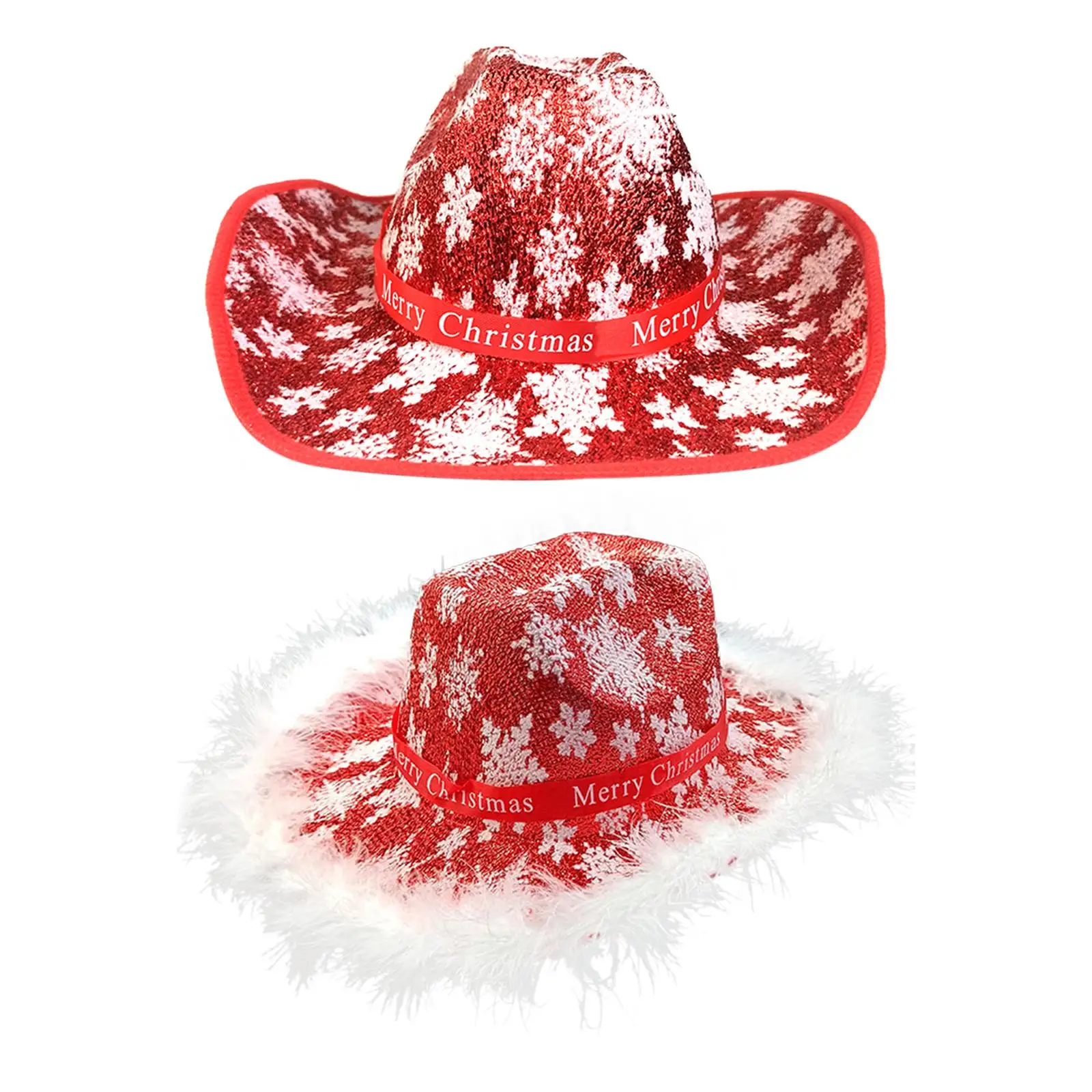 Western-Cowboyhut mit Schneeflockenmuster für Weihnachten, Mottoparty, Urlaub, Mädchen, Unisex, Erwachsene