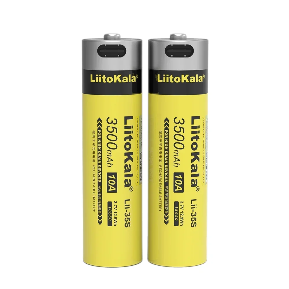 100% جديد LiitoKala LII-35S 3500mAh 3.7 فولت 18650 USB نوع-C بطارية ليثيوم أيون قابلة للشحن لعبة كهربائية بطاريات المصباح