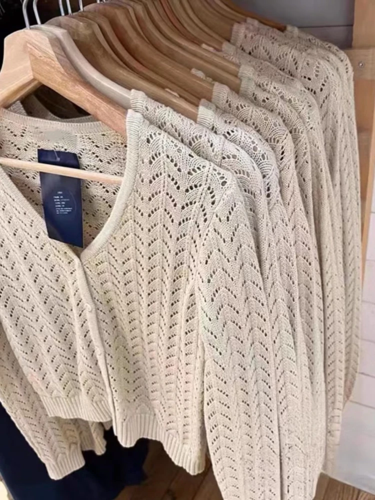 Cardigans de malha de peito único feminino, decote em v, mangas compridas, suéteres monocromáticos, malhas chiques femininas, casuais e elegantes, 2023