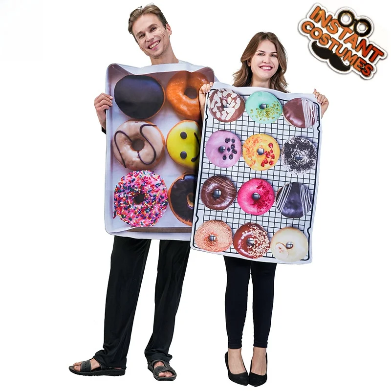 زي الدونات المضحك للهالوين للبالغين والأطفال والرجال والنساء، أداء كوسبلاي بار من البوليستر عالي الجودة #2