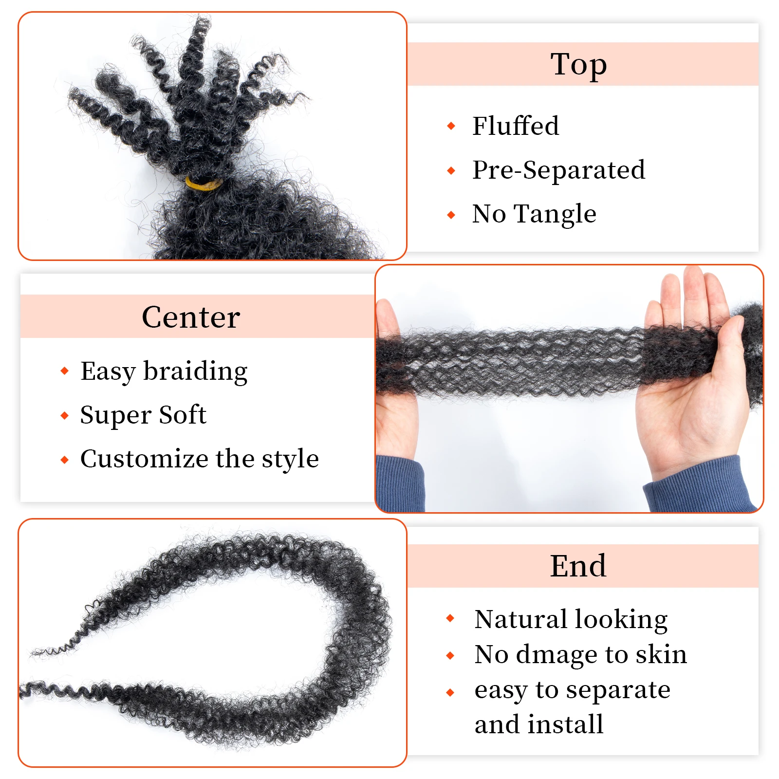 Pelo Afro Twist de 24 pulgadas, pelo Afro elástico pre esponjoso, pelo trenzado de primavera, cabello envolvente preestirado para cabello suave Locs