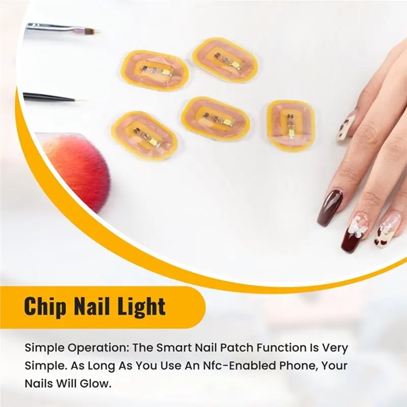 RISE-100Pcs NFC Flash Nail Sticker LED Bare Chip White Light