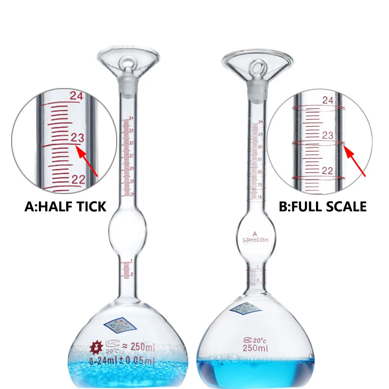 1 piece Lee's pycnometer 250ml solid pycnometer, precise scale 0.1ml