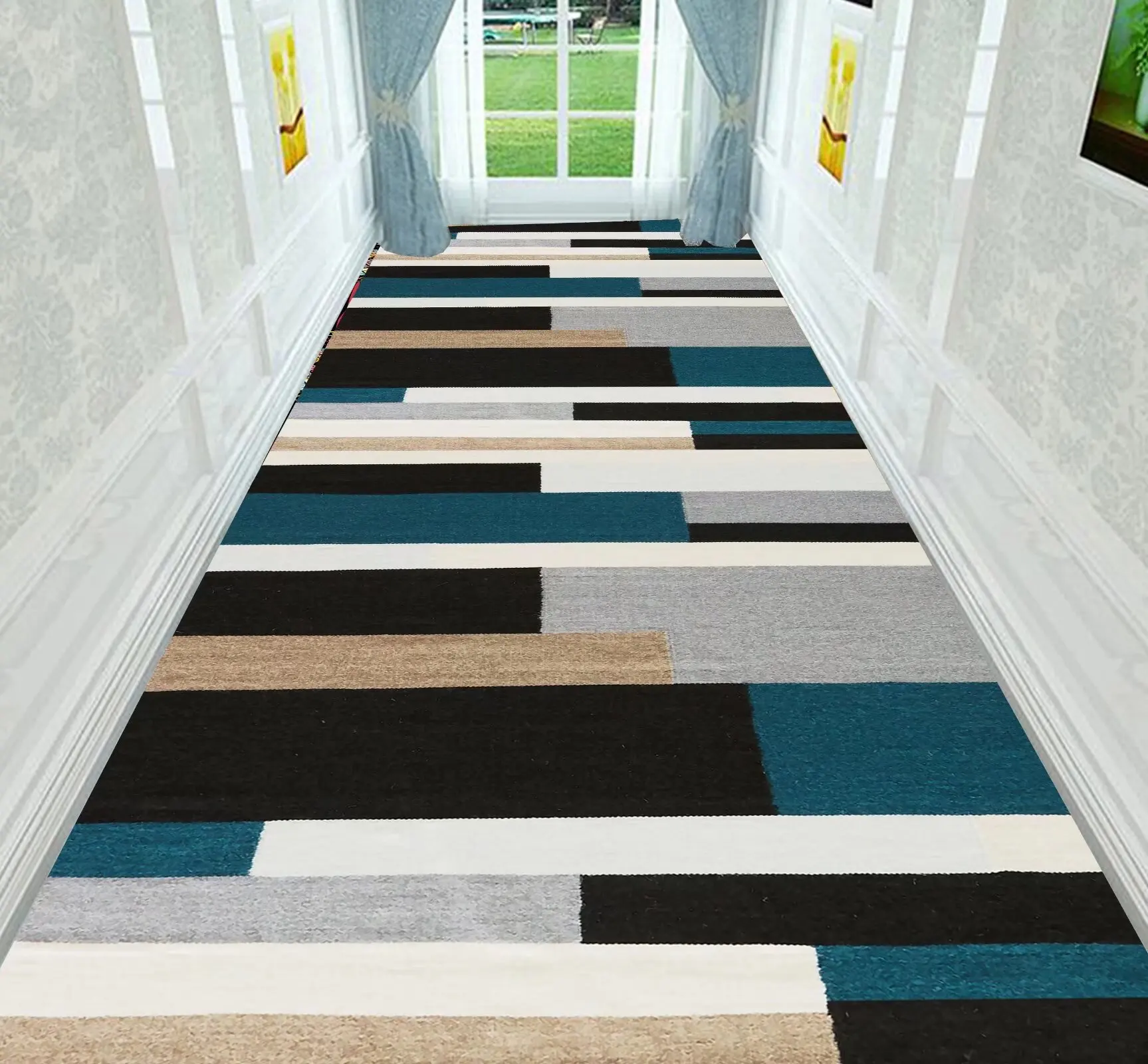 Nordic Modern Villa Long Corridor Carpet Runner Hall Passageway Home Large Rugs Stairway Comfortable Durable Washable Floor Mat