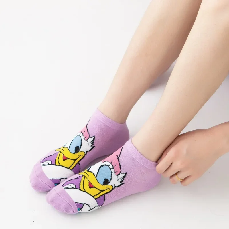 Chaussettes courtes Disney Waumi Mouse pour femmes, Anime, Donald, Sports d\'été, Chaussettes bateau en coton pour filles, Chaussettes à rinçage bas