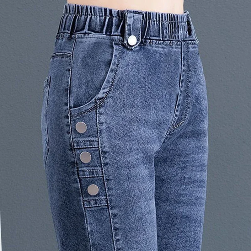 

Elastic High Waist Skinny Women's Jeans Spring Causal Chic Stretch Vaqueros Korean Slim Elegant Denim Pencil Pants New 2024 A92