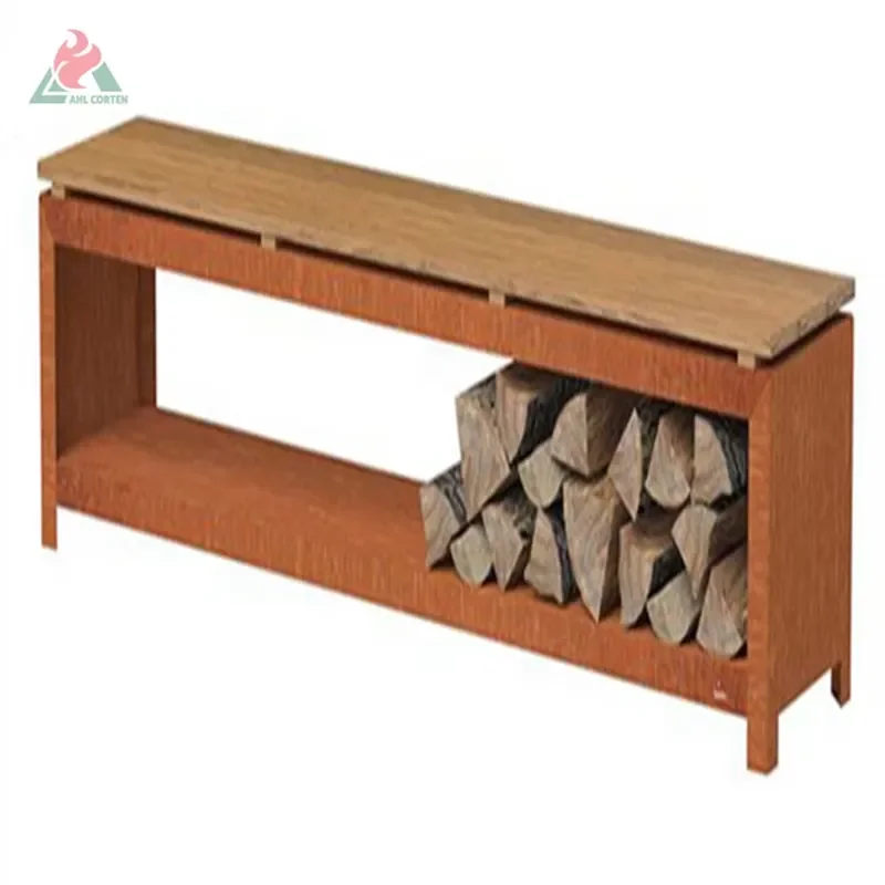 Corten Steel Rustic Firewood Log Storage Rack Firewood Rack Outdoorwood Stacking Rack