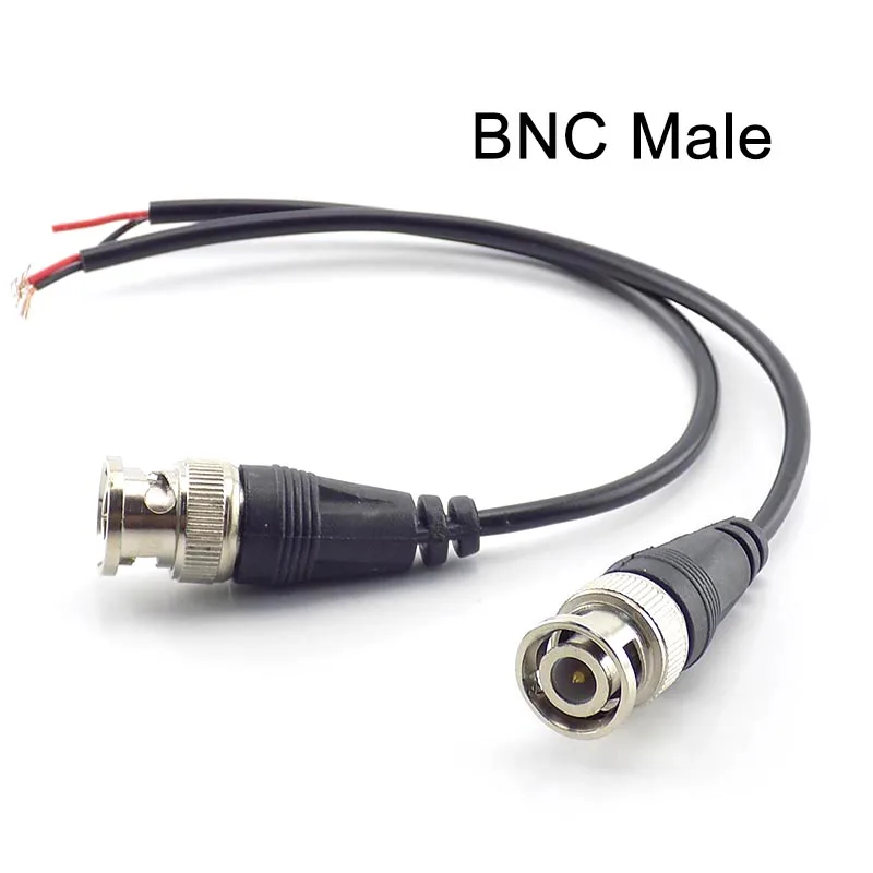 Linha de cabo pigtail DC Power, conector macho BNC para adaptador fêmea, fio conectores, câmera CCTV sistema de segurança, 2pcs