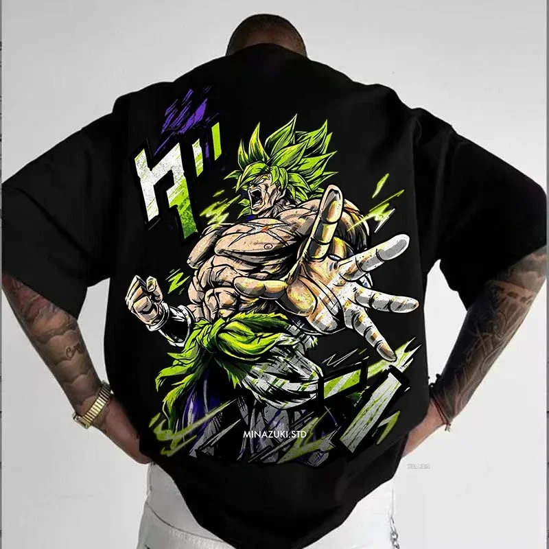 

Dragon Ball Summer Men's T-shirt Japanese Anime Broli Cotton Y2K Harajuku Short Sleeve Street Loose Breathable Top DBZ Clothes