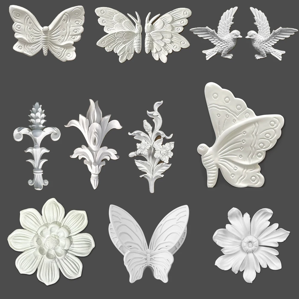 French Style PU Corner Flower Imitation Gypsum Carving Wall Decor Polyurethane Moulding for Ceiling Background Wall DIY Home