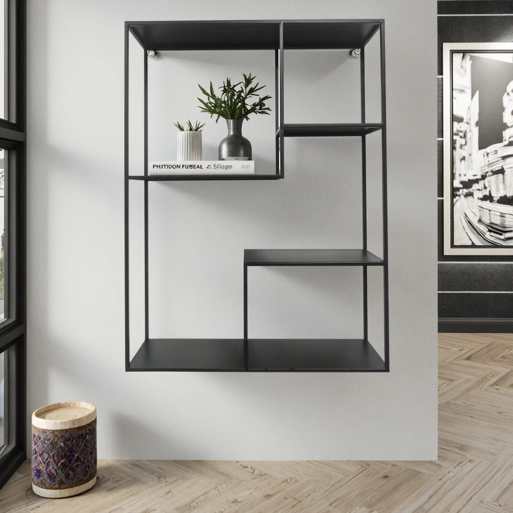 

2024 New Wholesale Custom Metal Wall Mounted Display Shelf Hot Selling for Kitchen Bathroom Living Room Decoration Tool