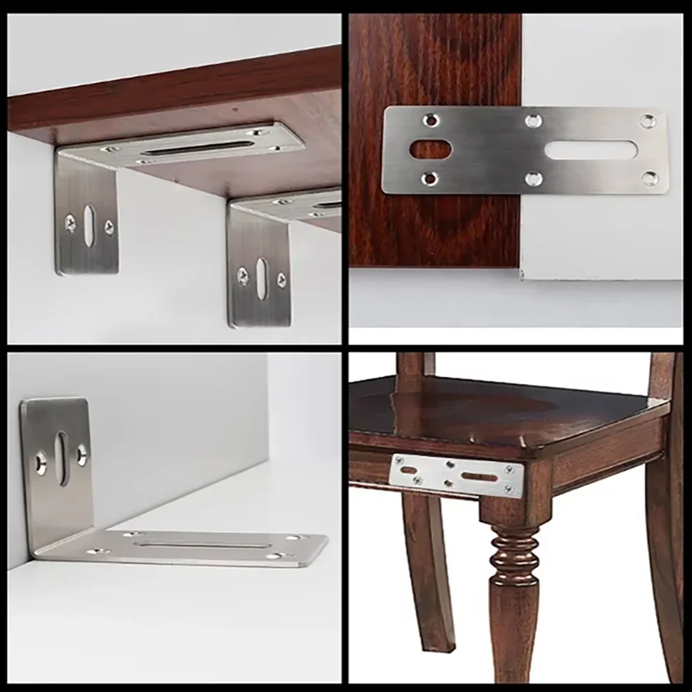 1Pcs L-Shaped Stainless Steel Corner Code 180/90Degree Bracket Furniture Bed Frame Cabinet Connector Thickened Furniture Fixator