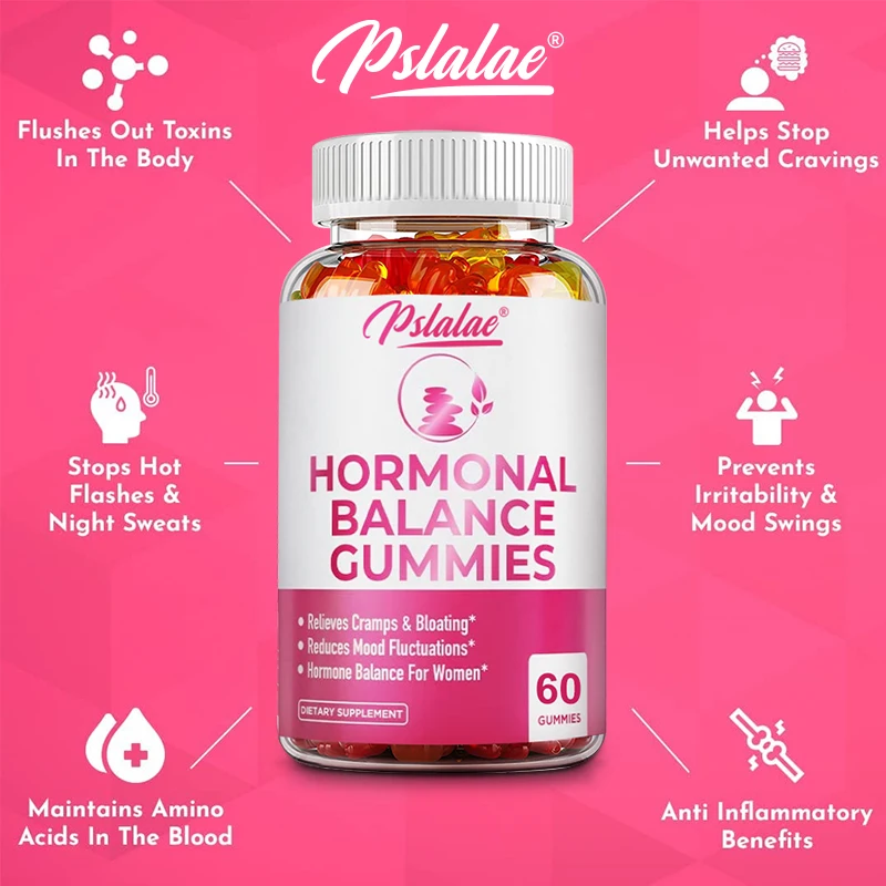 Female Hormone Balance & PMS Relief Gummies - Relieves Cramps, Moods, Hot Flashes & Night Sweats Contains Cranberry, Angelica