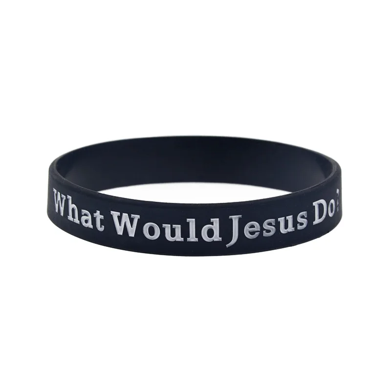 1 PC WWJD Silicone Bangle 'What Would Jesus Do?' Unisex Adult Size Jesus Faith Rubber Bracelet