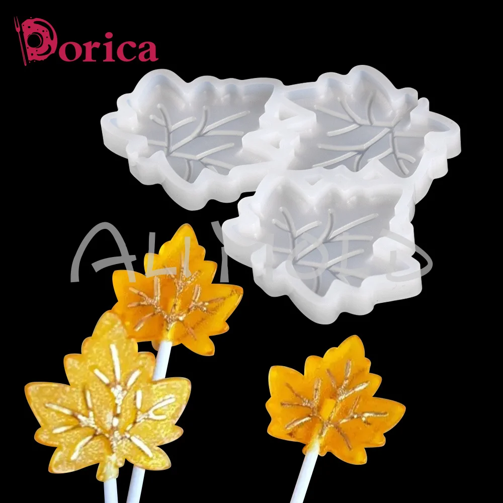 Dorica-Molde de silicona con diseño de hoja de arce para decoración de tartas, herramientas de decoración de tartas, piruleta epoxi, Chocolate, suministros de cocina para hornear