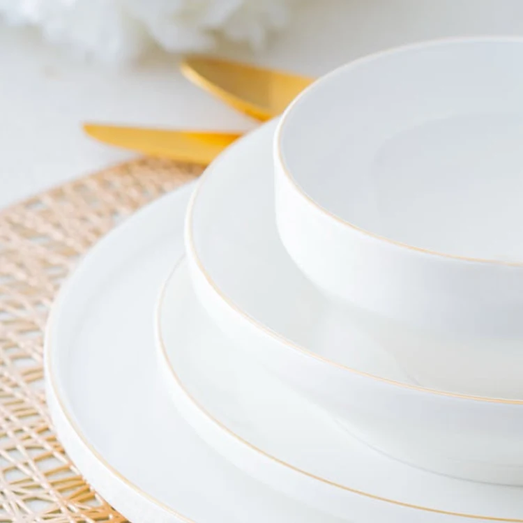 Luxury Dinner Set Ceramic Tableware Bone china Fine Porcelain Dinnerware Plates Sets 24pcs Dinner Set With Custom Decal Design