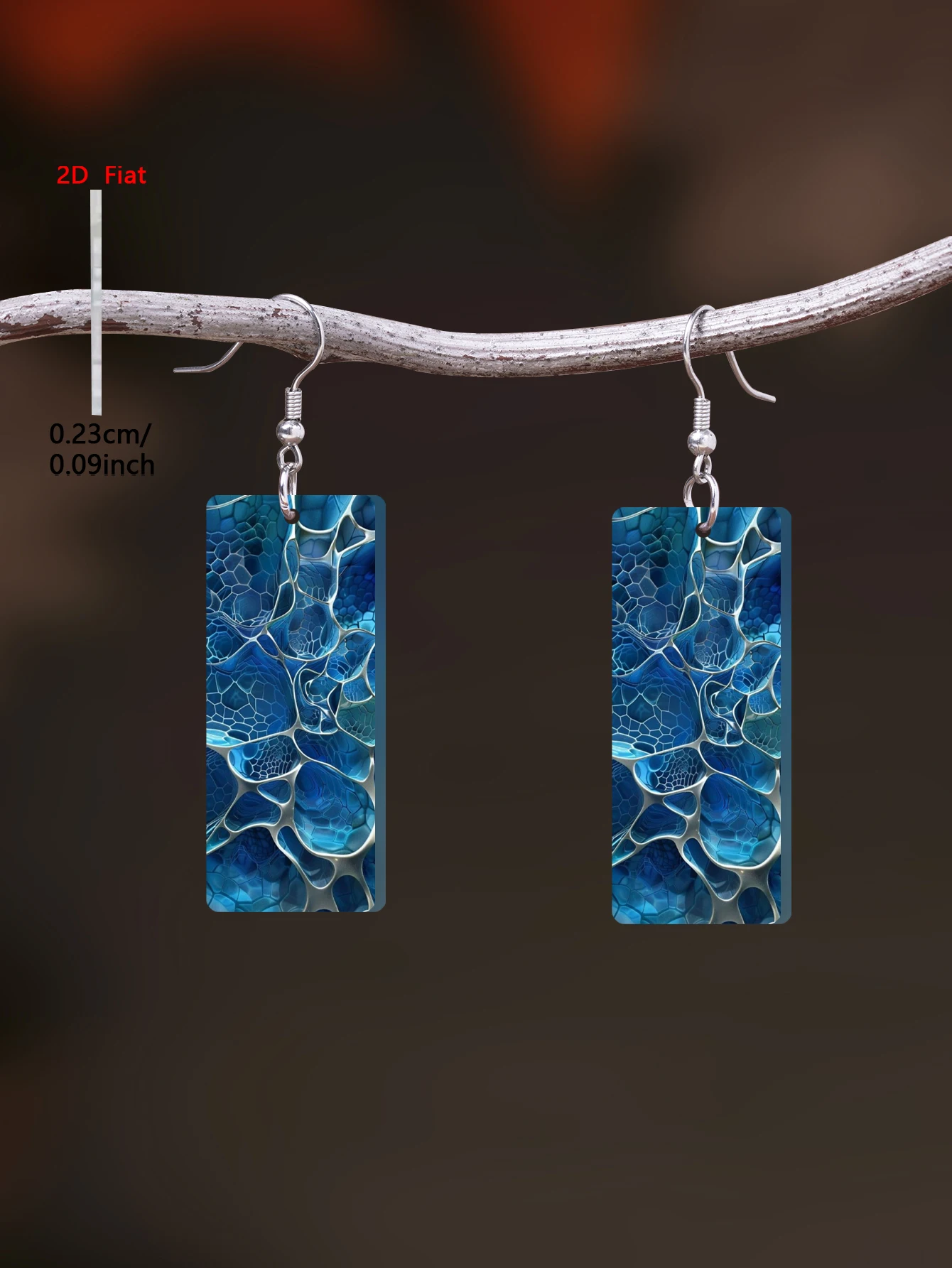 1 Pair of 2D Flat-1Pair Blue Ocean Pattern Acrylic Pendant Square Earrings, Elegant and Simple Style Jewelry Earrings for Women Suitable for Daily Wear and Vacation Wear