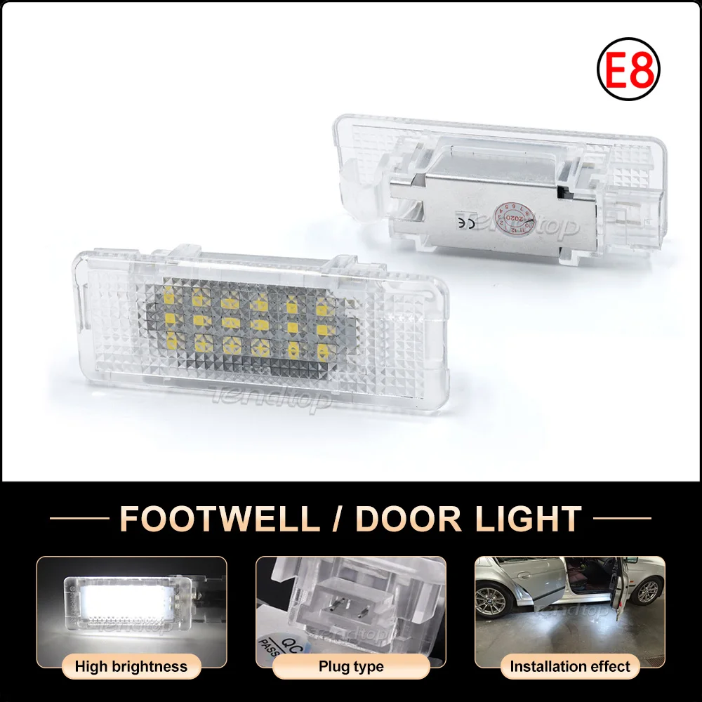 Lámpara LED de bienvenida para puerta de coche, luz de cortesía para los pies, para BMW Serie 1, Serie 3, serie 5, serie 7, serie X, X5, X1, E39, 2 piezas