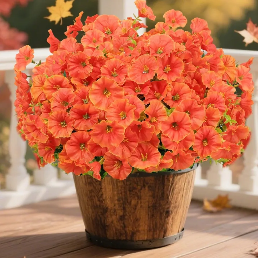 

12 пучков искусственных искусственных осенних цветов, искусственных растений для улицы, искусственного шелка, Morning Glory, устойчивый к ультрафиолетовому излучению вид, настоящая осень Fak