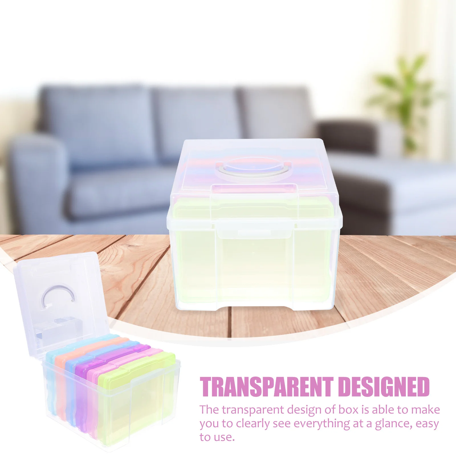 

1Set Photo Organizer Box Compact Lightweight Greeting Card Organizer Postcards Storage Case Plastic Box for Photos Craft