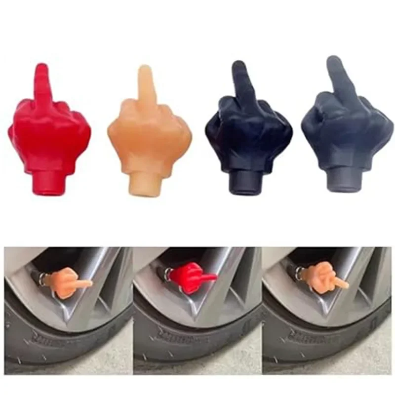 New Car Tire Valve Cap Middle Finger Styling Personality Decor Wheel Nozzle Dustproof Waterproof Tyre Valve Stem Caps Tools