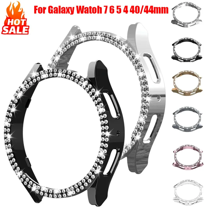 Bling Diamond Hülle für Samsung Galaxy Watch 7 6 5 4 PC Schutzhülle 40 mm 44 mm Displayschutzfolie Bumper Transparente Abdeckung