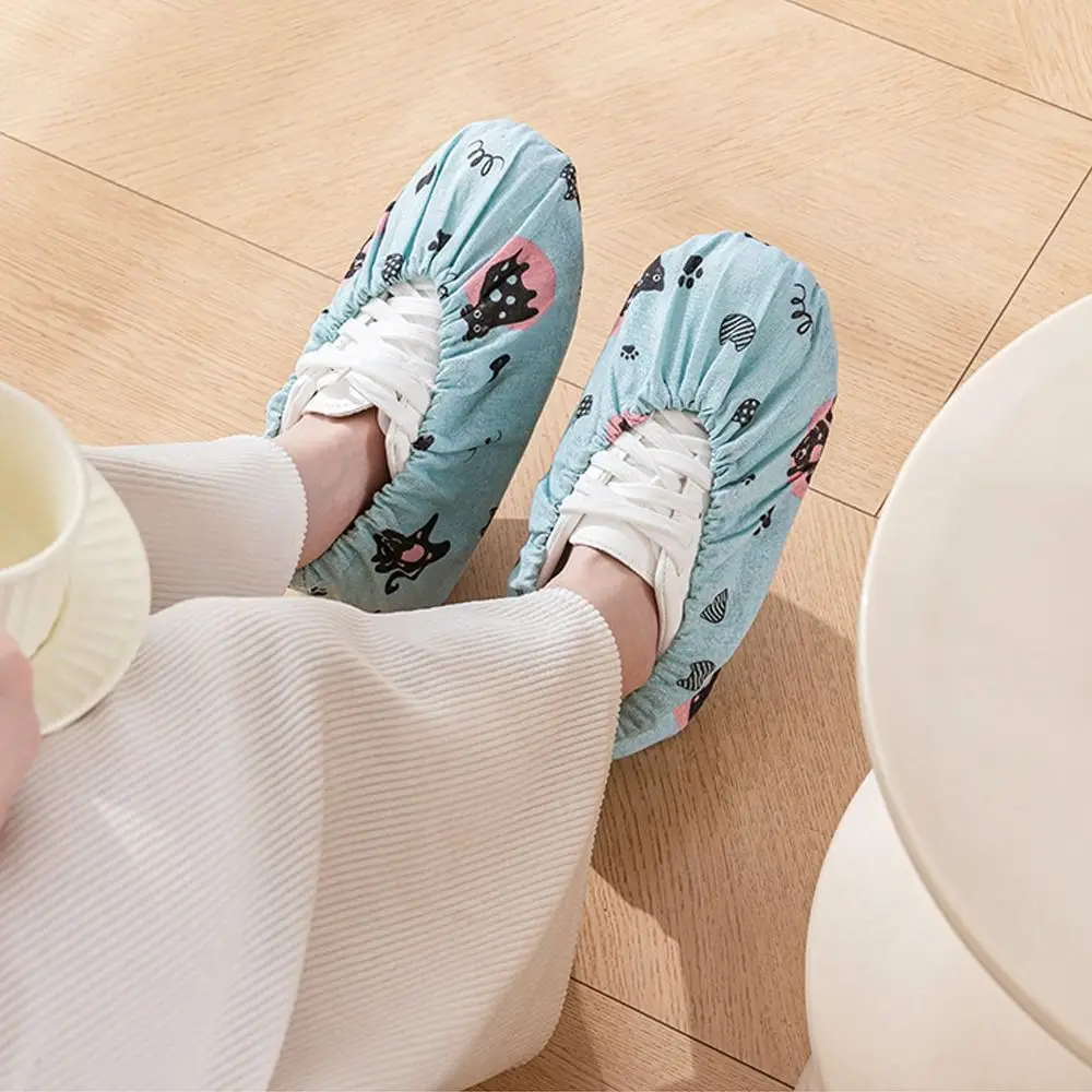 أغطية أحذية قماشية مطبوعة برسوم كرتونية مضادة للانزلاق وقابلة للتنفس وإكسسوارات أحذية سميكة قابلة للغسل #3