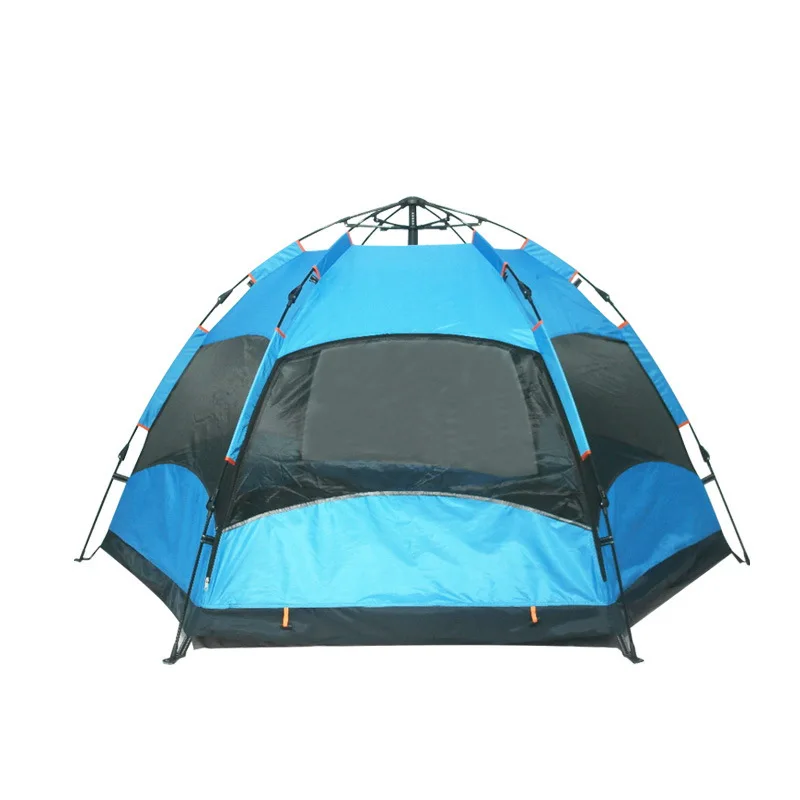 Hexagonal Double Layer Camping Tent, Multi-Purpose, Suitable for 3-5 People Travelling,Hiking Hydraulic Quick-Opening, New