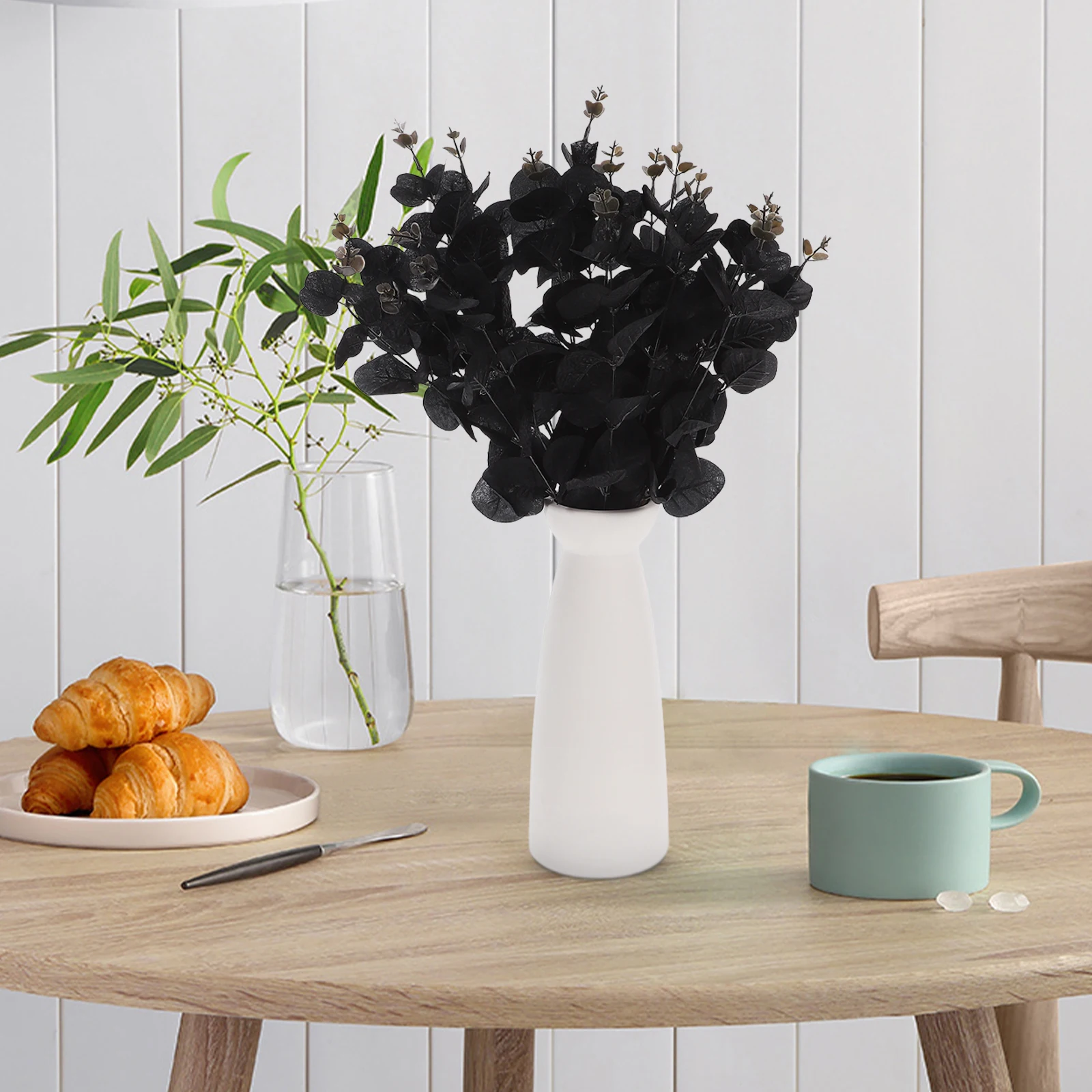 

6 Pcs Artificial Artificial Flowers Plants Eucalyptus Plants Faux Leaves Stems Realistic PVC Material Indoor Outdoor Decor