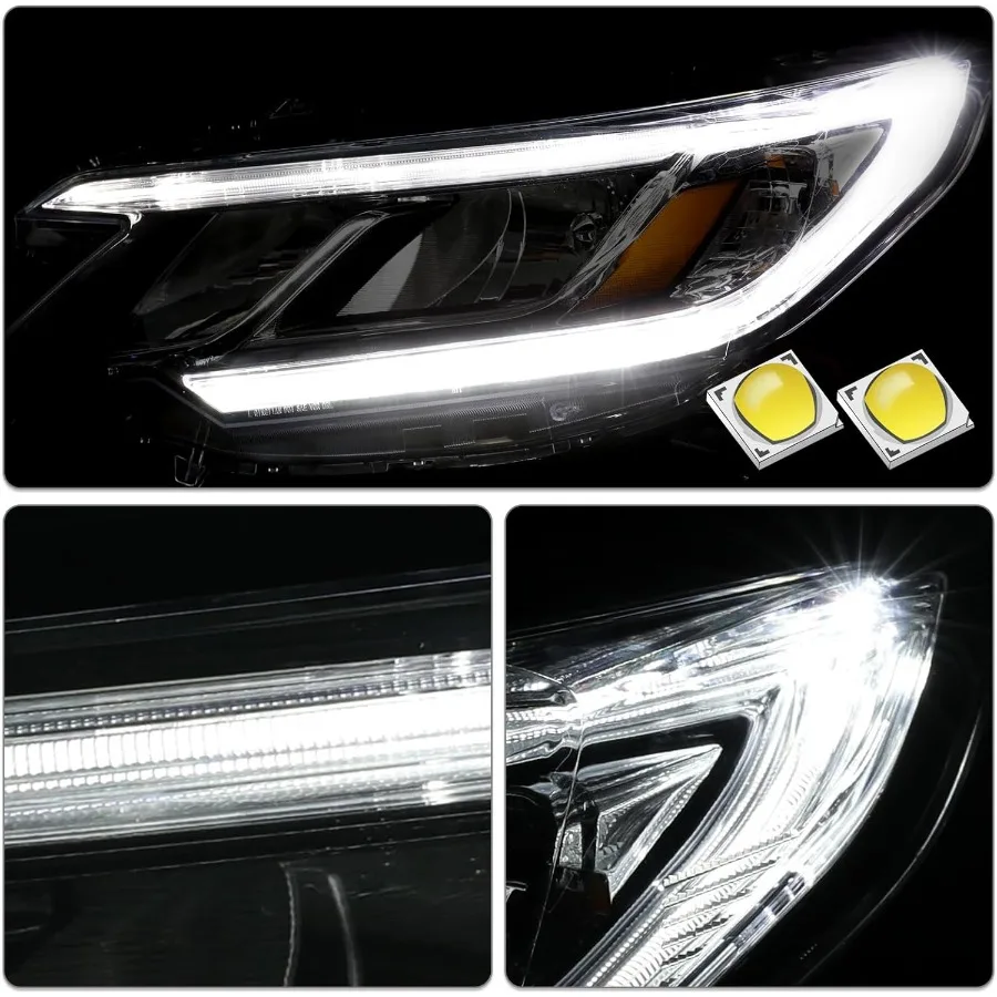 مجموعة مصابيح أمامية LED DRL لـ 20152016 طقم استبدال Honda CRV مع رؤية محسنة وتصميم جمالي حديث متوافق