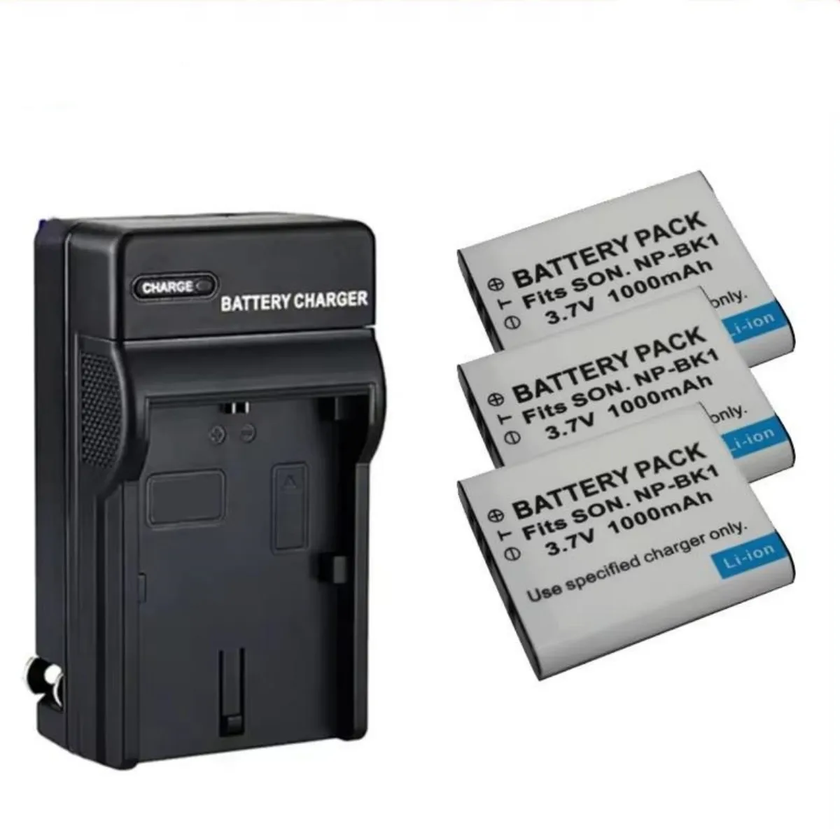 4Pcs 1000mAh NP-BK1 Battery + Charger for Sony Cybershot MHS-PM5 DSC-W180 MHS-CM5 DSC-W370 S980 S750 S780 S950 W190