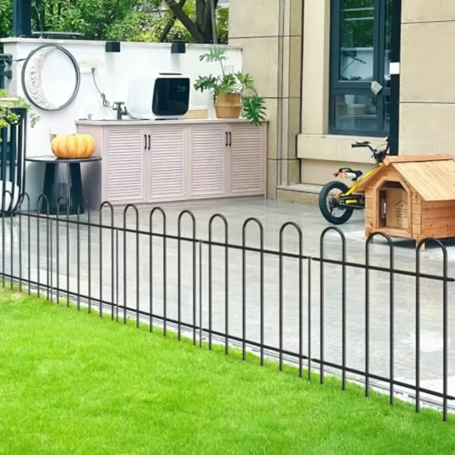Metal Garden Fence 24 in H x 16 ft L No dig Garden Border Yard Fencing Dog Fence Outdoor Temporary Animal Barrier for