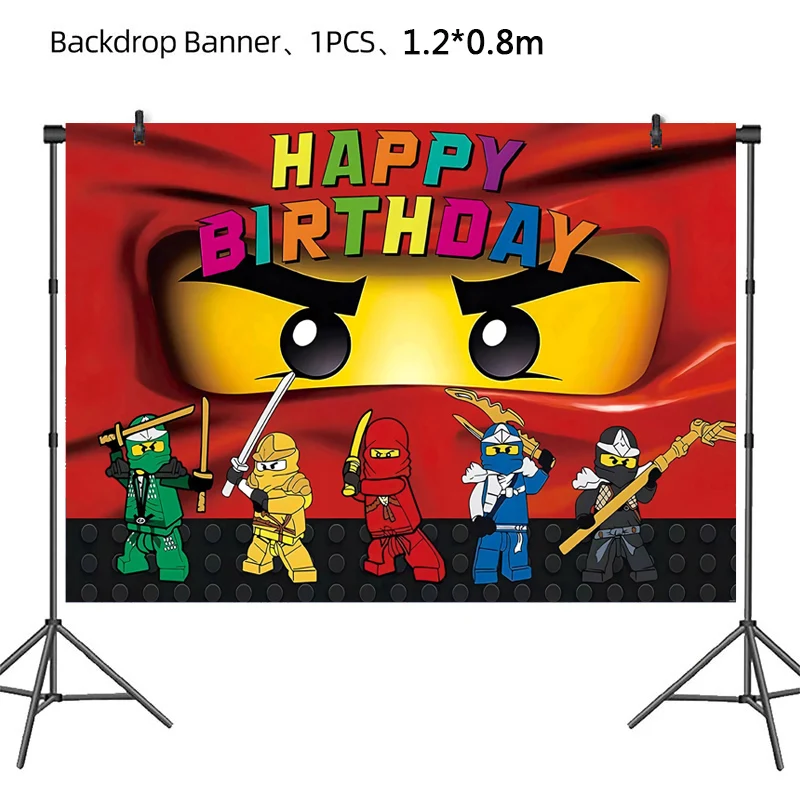 Ninja Theme Disposable Tableware Birthday Party Decorations Latex Aluminum Foil Balloon For Kids Event Supplies New Banner