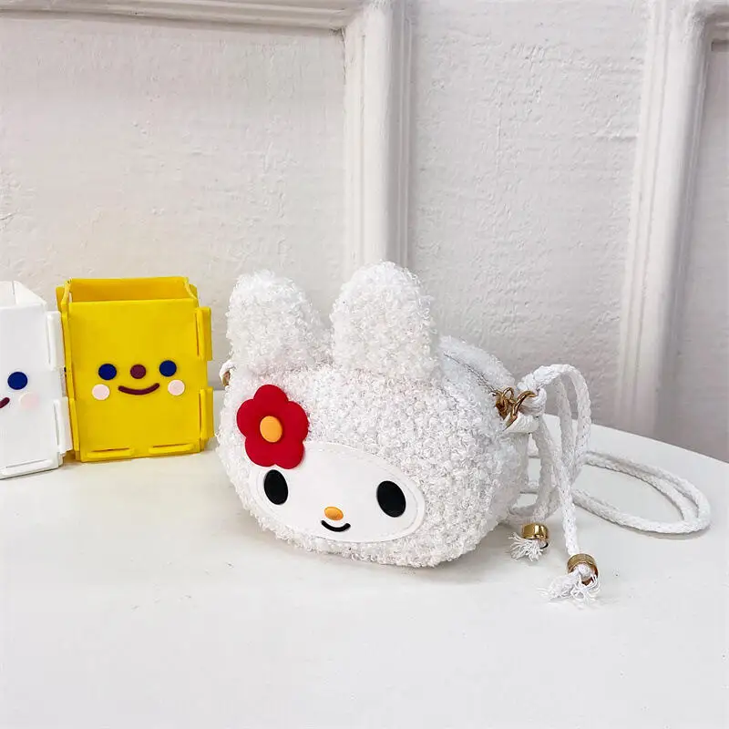 Leuke cartoon Sanrio Melody pluche crossbody tas Konijnvormige portemonnee Meisjes modieuze en veelzijdige telefoontas Cadeaugroothandel