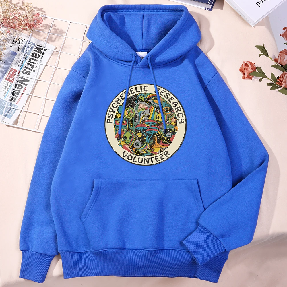 Psychedelic Research Volunteer Colourful Retro Mans Hooded Street Autumn Sweatshirtfashion Sports Pullover Casual Loose Mens Top