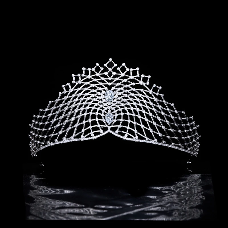 

Big Cubic Zirconia Mesh Design Tiara for Wedding,Crystal Bridal Headpiece Diadem for Girl,Prom,Party Head Jewelry CH10403