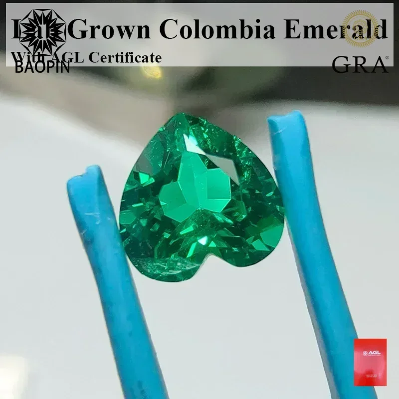 

New Lab Grown Colombia Emerald Hand-cut Heart Shapee Hydrothermal Gemstone