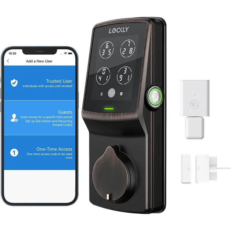 Lockly Secure Pro Deadbolt, Wi-Fi Smart Lock,Keyless Entry Door Lock,PIN Genie® Keypad,3D Biometric Fingerprint Sensor,Auto Lock