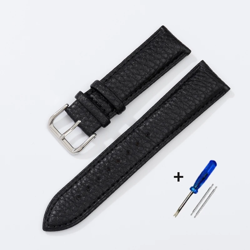 Embossed Leather Watchbands 12/14/16/18/20/22mm Watch Band Strap Stainless Steel Buckle 10 Colors Leather Belt Bracelets + Tool