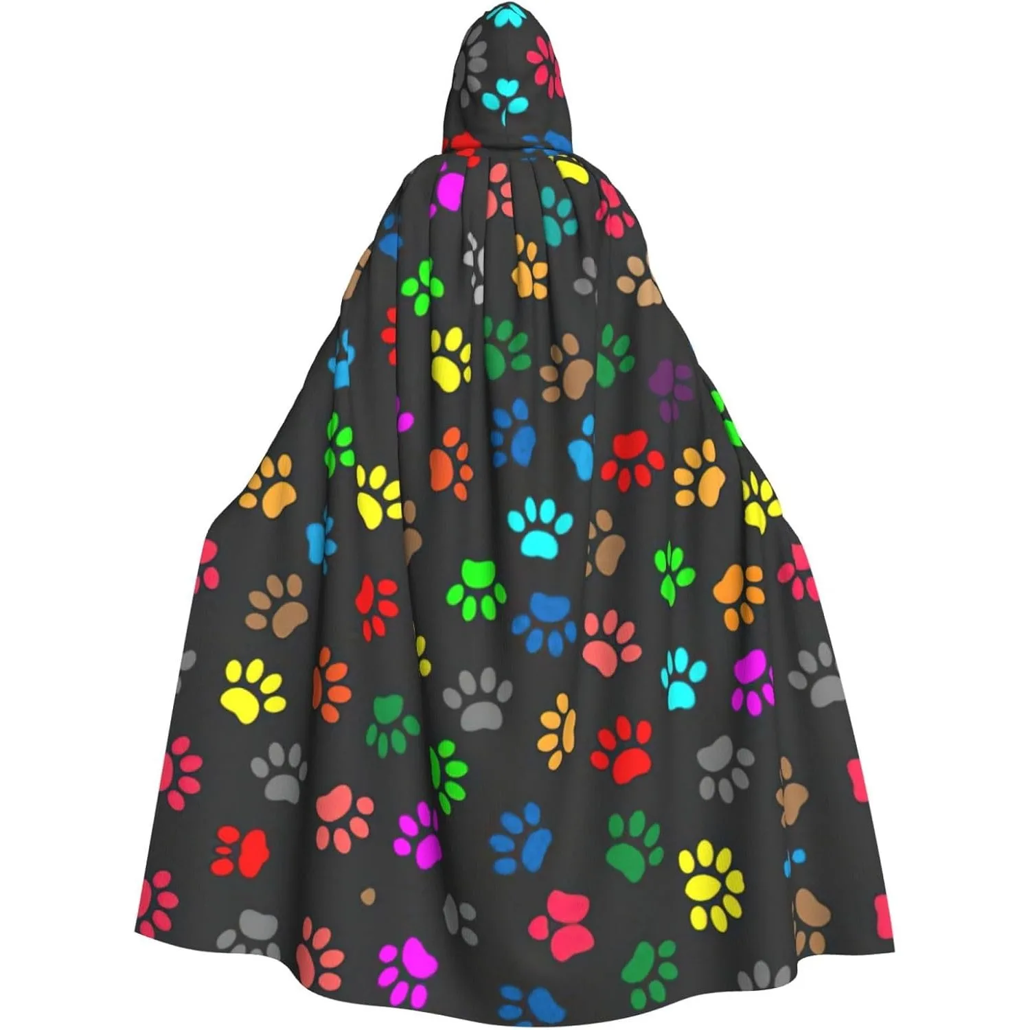

Colorful Dog Paw Print Black print Adult Hooded Cape Carnival Festival Cape Cosplay Robe Costume party Gothic Carnival