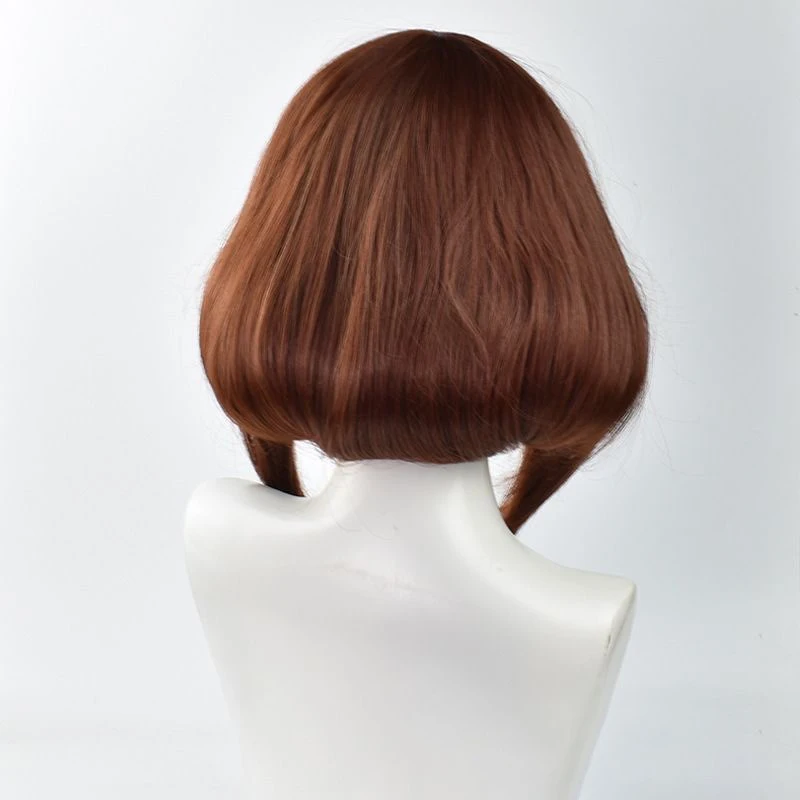 Peluca de modelado de rol de Anime My Hero Academia, cubierta de OCHACO URARAKA, Cosplay de pelo corto para mujer, ropa diaria, tocado, peluca esponjosa