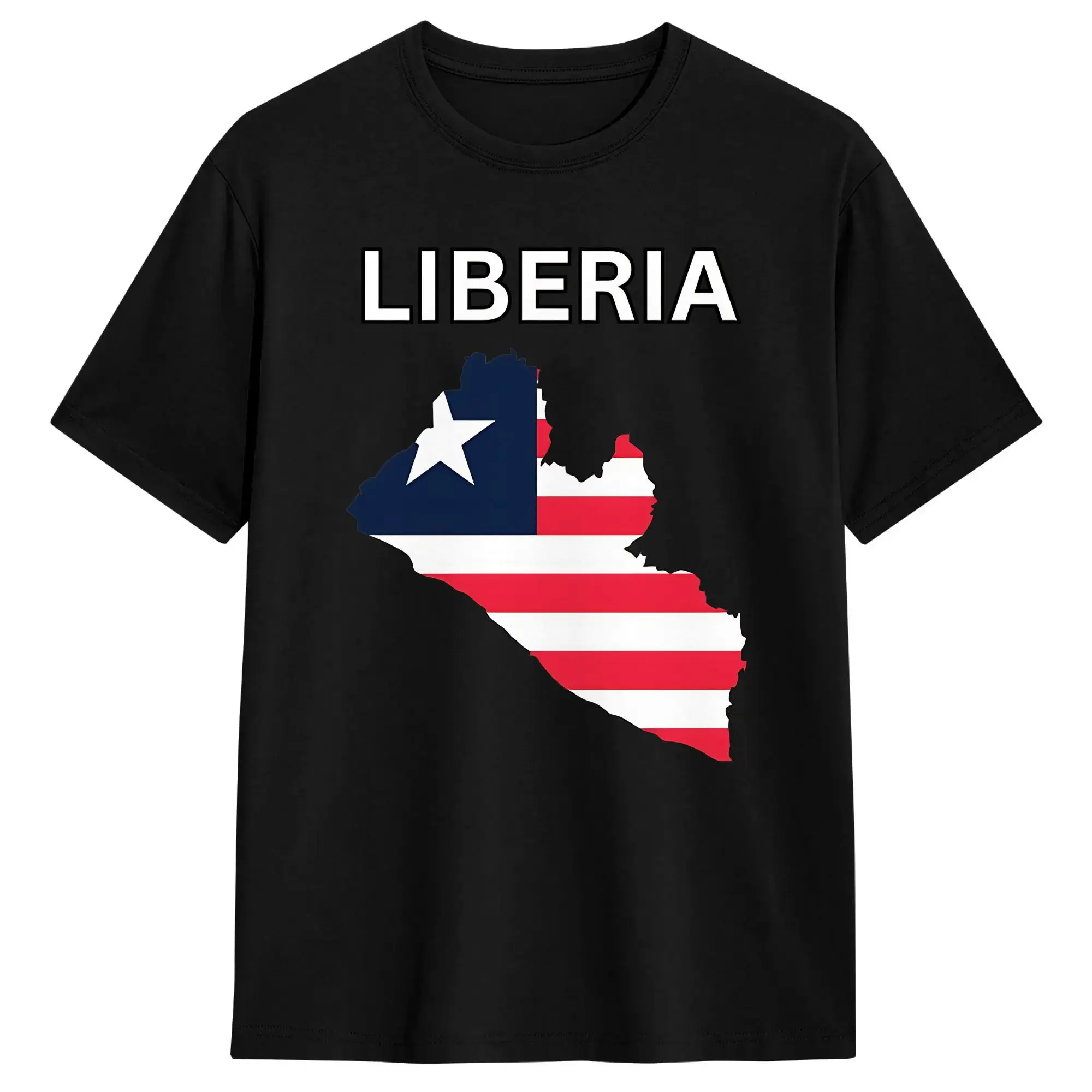 Liberia Flag Map T Shirt Summer  100% Cotton T-Shirts For Men Fashion Pattern Tshirt Short-Sleeved Classic Top Tees