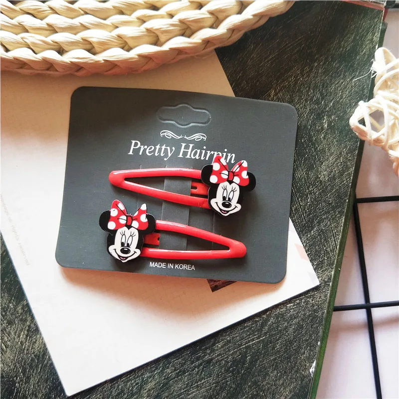 Disney Minnie Mouse Hair Rope Hairs Clip Cartoon Figures Barrettes Rubber Band Hairpin Elastic Headwear Girls Hair Accessories