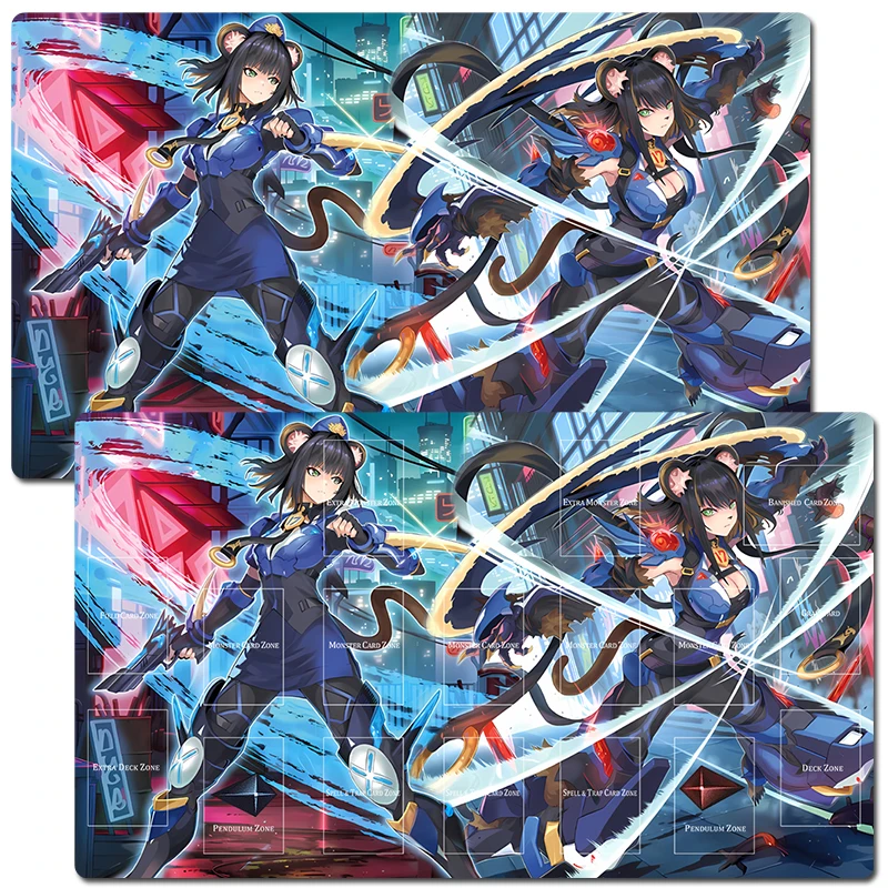 

YuGiOh K9 - 17 Izuna & Ripper TCG CCG Playmat Trading Card Game Mat Table Desk Gaming Play Mat Mouse Pad 60x35cm Free Bag