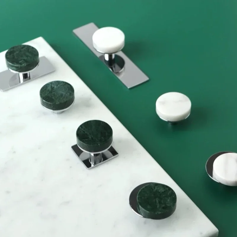 

Brass Furniture Knob Natural Green Marble with Plate Cupboard Wardrobe Dresser Shoe Box Drawer Cabinet Bright Chrome Handles