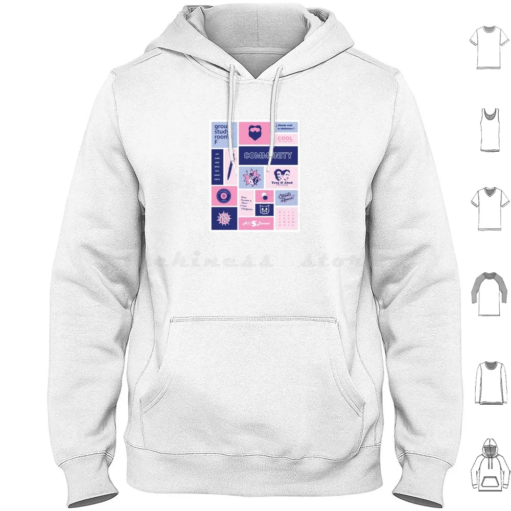 Community Collage Pink / Blue Hoodie cotton Long Sleeve Community Six Seasons And A Movie 6 Seasons And A Movie Troy