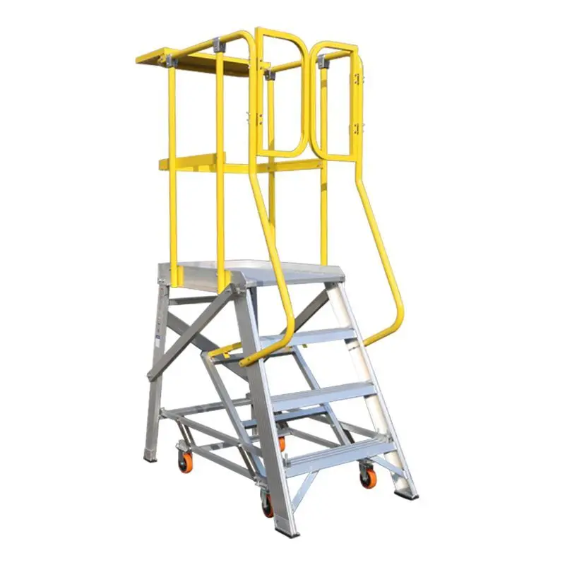 

Disassemble the mobile climbing ladder aluminum alloy ladder shelf mobile platform