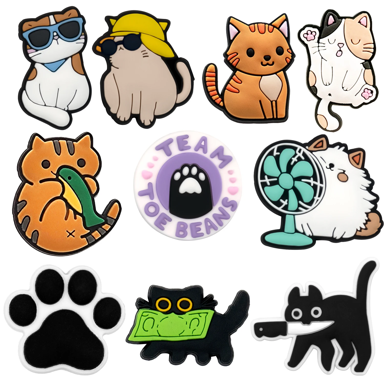 1/10 Stück Kawaii Katze Schuh Charms für Frauen Mädchen Geschenk Orange Katze Schuh Zubehör Dekoration Lila Pfote Pin Clog Kinder Geschenk – Detail 2