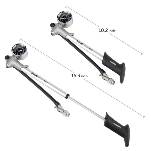 Imagen 2 del producto GIYO-Mini bomba de bicicleta con manómetro, inflador de aire, ciclismo Schrader, manguera de aire, horquilla de choque, neumático, bombas de bicicleta, GS02D, 300psi