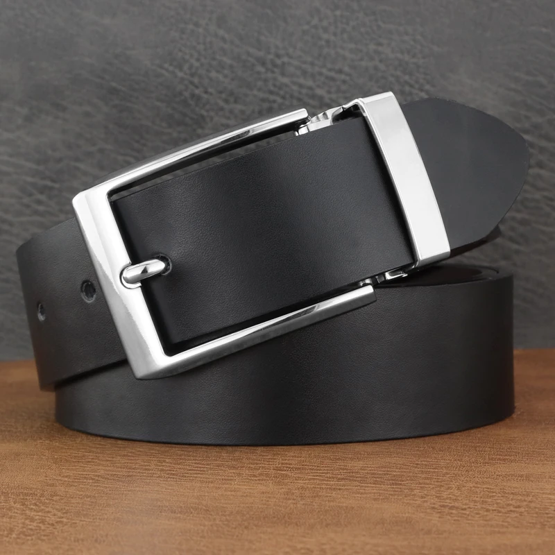 カジュアル男性デザイナーベルトビッグピンバックル高品質 3.8 センチメートル幅本革ウエストストラップジーンズセインチュールオム